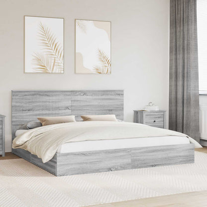 vidaXL Lit de rangement Gris Sonoma 200 x 200 cm Bois d'ingénierie