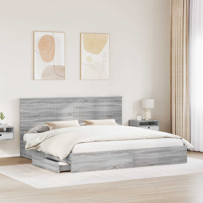 vidaXL Lit de rangement Gris Sonoma 200 x 200 cm Bois d'ingénierie