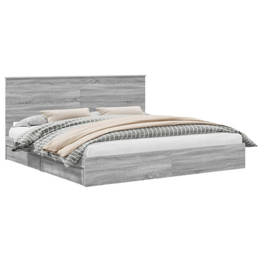 vidaXL Lit de rangement Gris Sonoma 200 x 200 cm Bois d'ingénierie