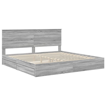 vidaXL Lit de rangement Gris Sonoma 200 x 200 cm Bois d'ingénierie