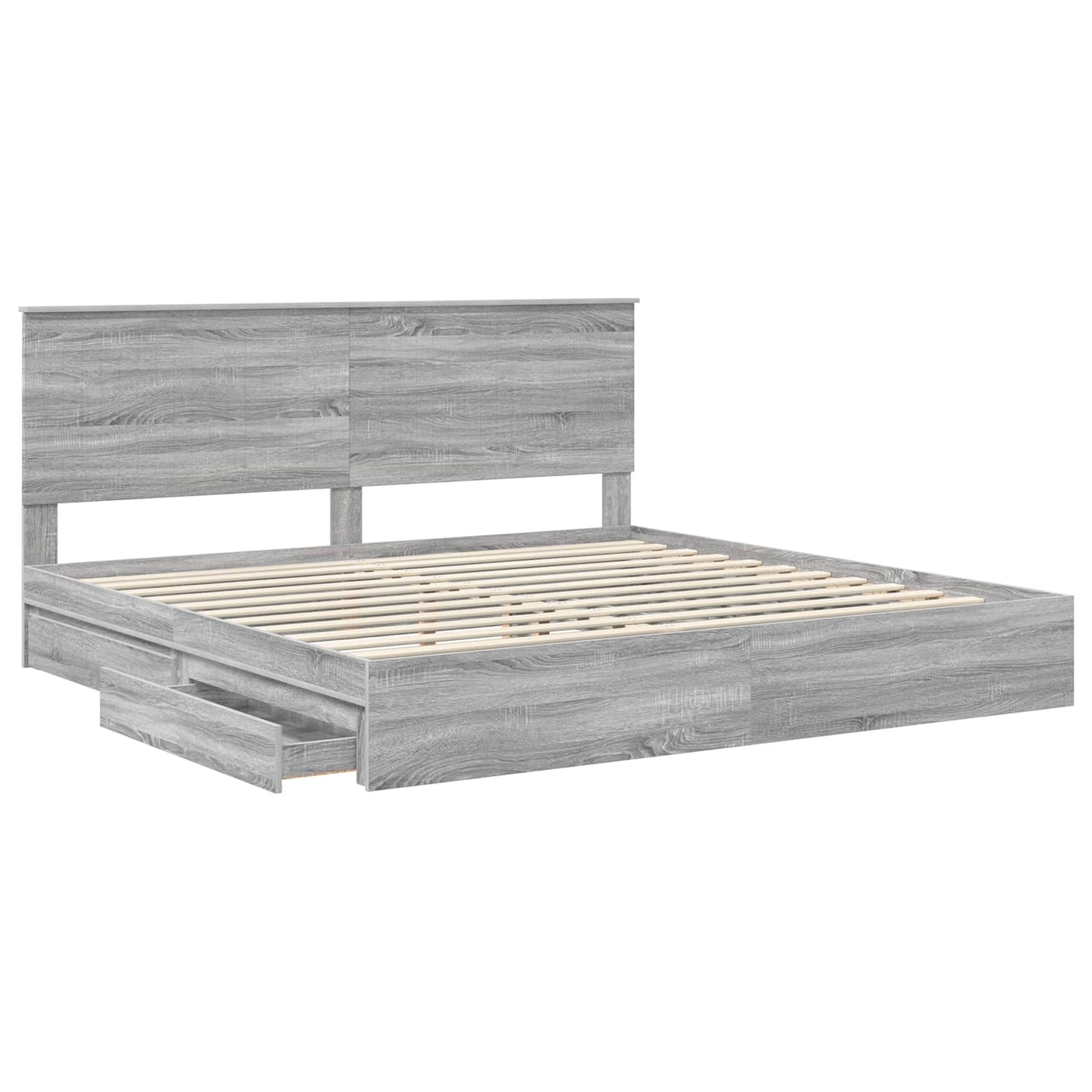 vidaXL Lit de rangement Gris Sonoma 200 x 200 cm Bois d'ingénierie