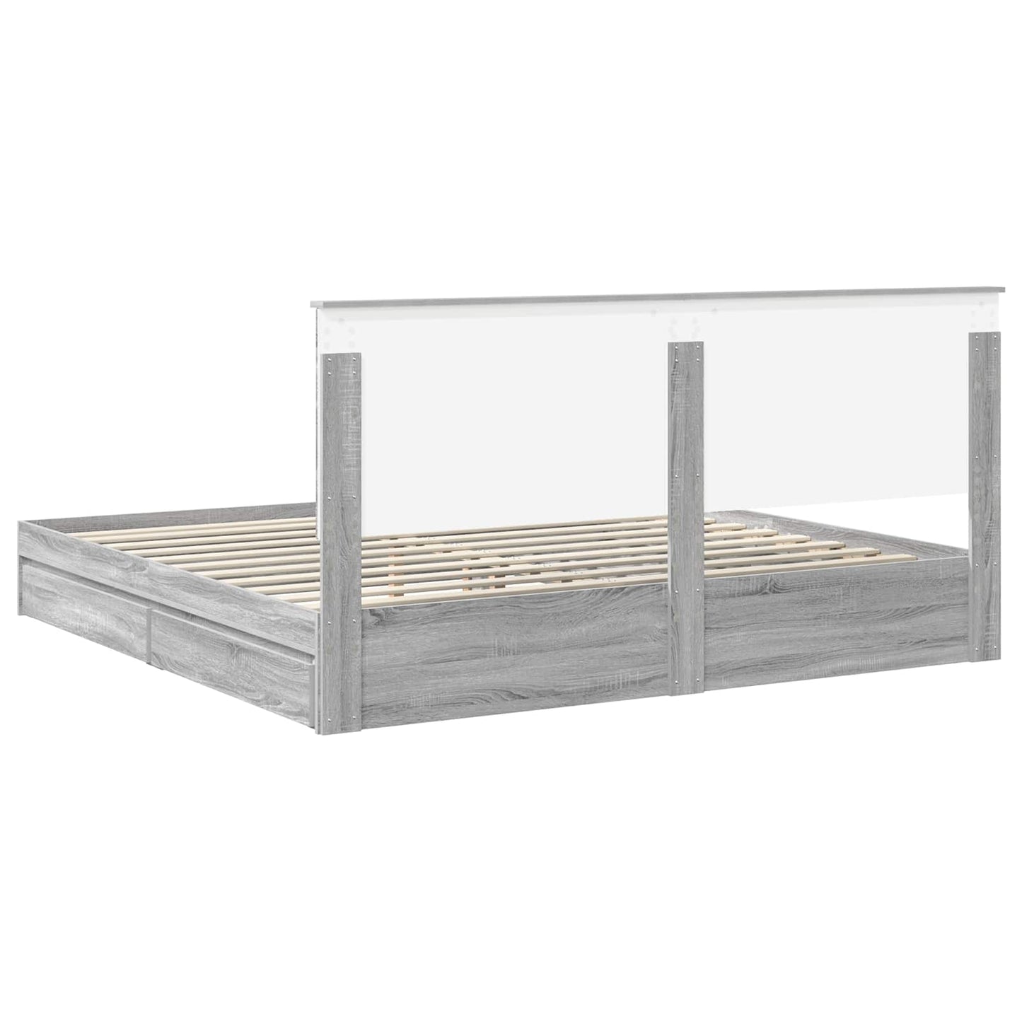 vidaXL Lit de rangement Gris Sonoma 200 x 200 cm Bois d'ingénierie