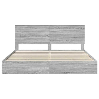 vidaXL Lit de rangement Gris Sonoma 200 x 200 cm Bois d'ingénierie