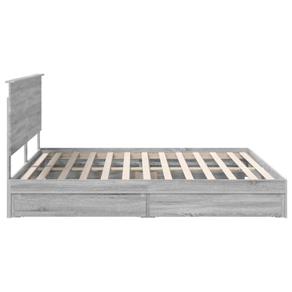 vidaXL Lit de rangement Gris Sonoma 200 x 200 cm Bois d'ingénierie