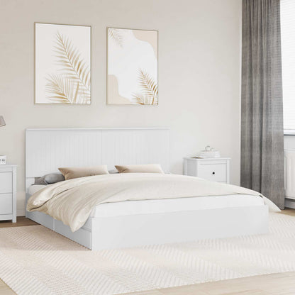 vidaXL Lit de rangement avec tête de lit Blanc 180 x 200 cm Bois d'ingénierie