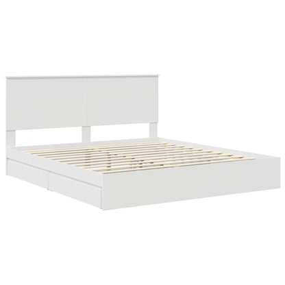 vidaXL Lit de rangement avec tête de lit Blanc 180 x 200 cm Bois d'ingénierie