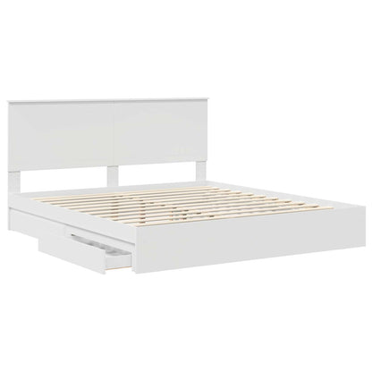 vidaXL Lit de rangement avec tête de lit Blanc 180 x 200 cm Bois d'ingénierie