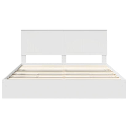 vidaXL Lit de rangement avec tête de lit Blanc 180 x 200 cm Bois d'ingénierie