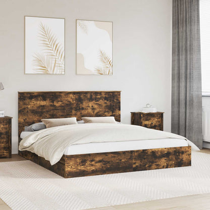vidaXL Aufbewahrungsbett Geräucherte Eiche 180 x 200 cm Holzwerkstoff