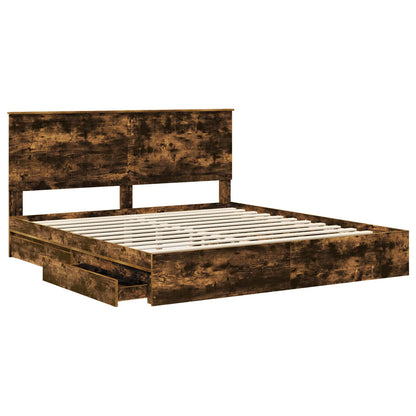 vidaXL Aufbewahrungsbett Geräucherte Eiche 180 x 200 cm Holzwerkstoff