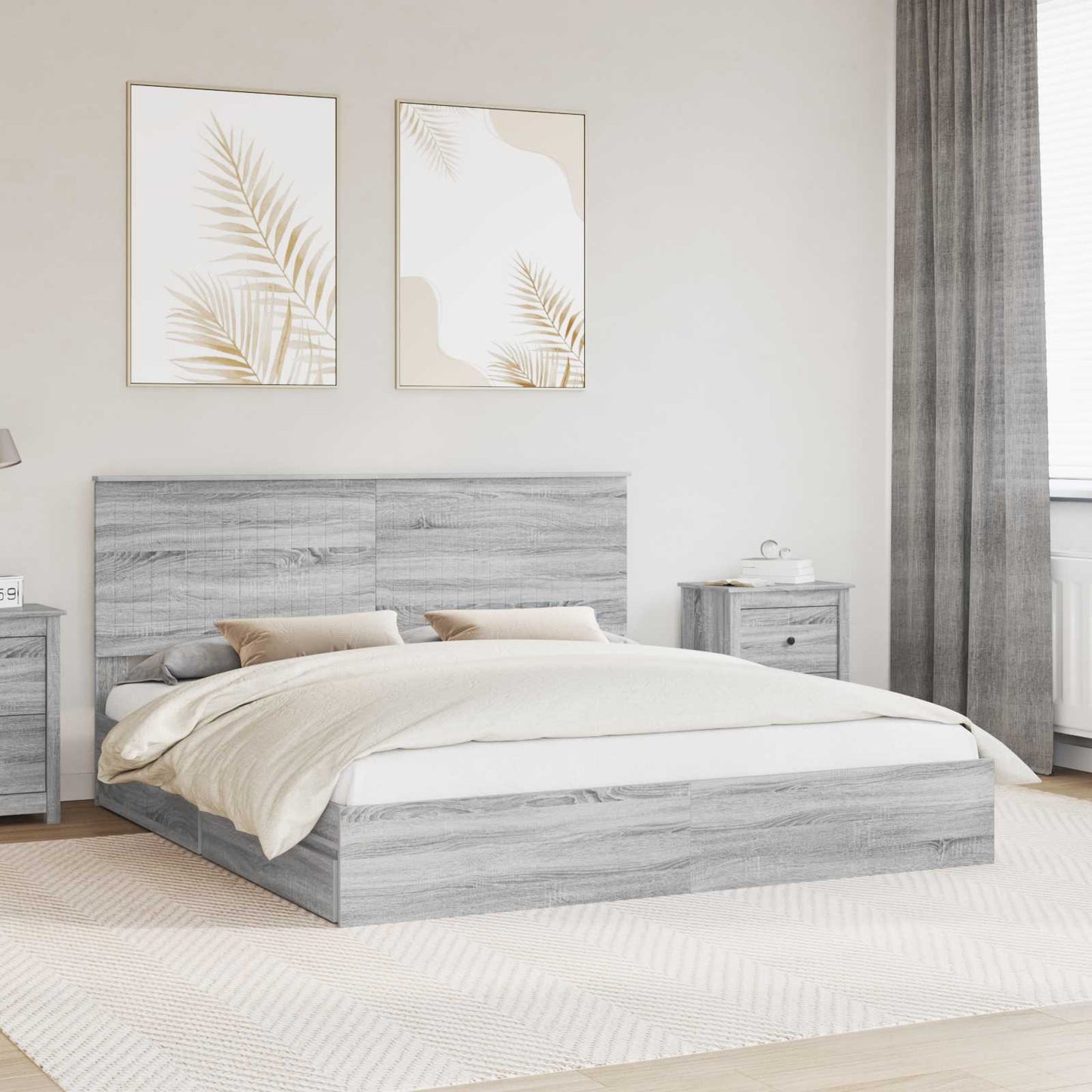 vidaXL Aufbewahrungsbett Graues Sonoma 180 x 200 cm Holzwerkstoff