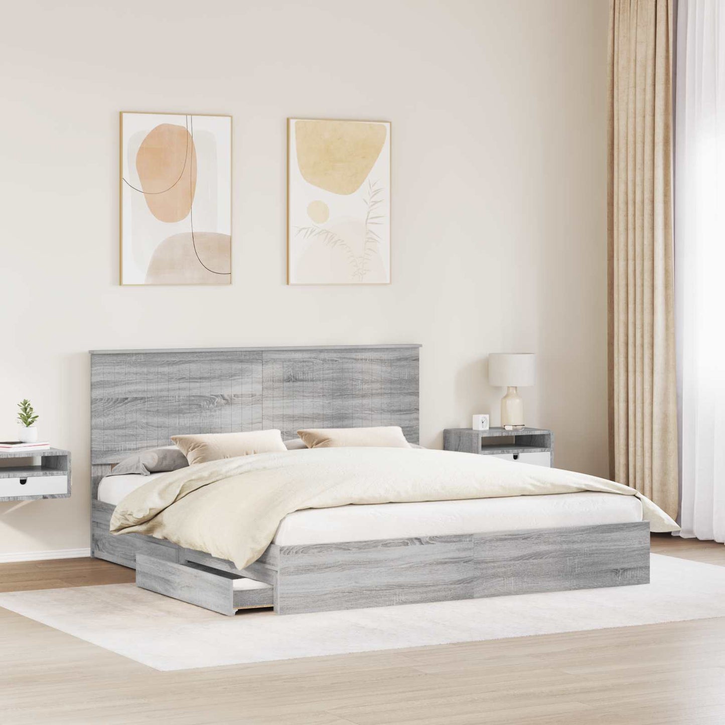 vidaXL Aufbewahrungsbett Graues Sonoma 180 x 200 cm Holzwerkstoff