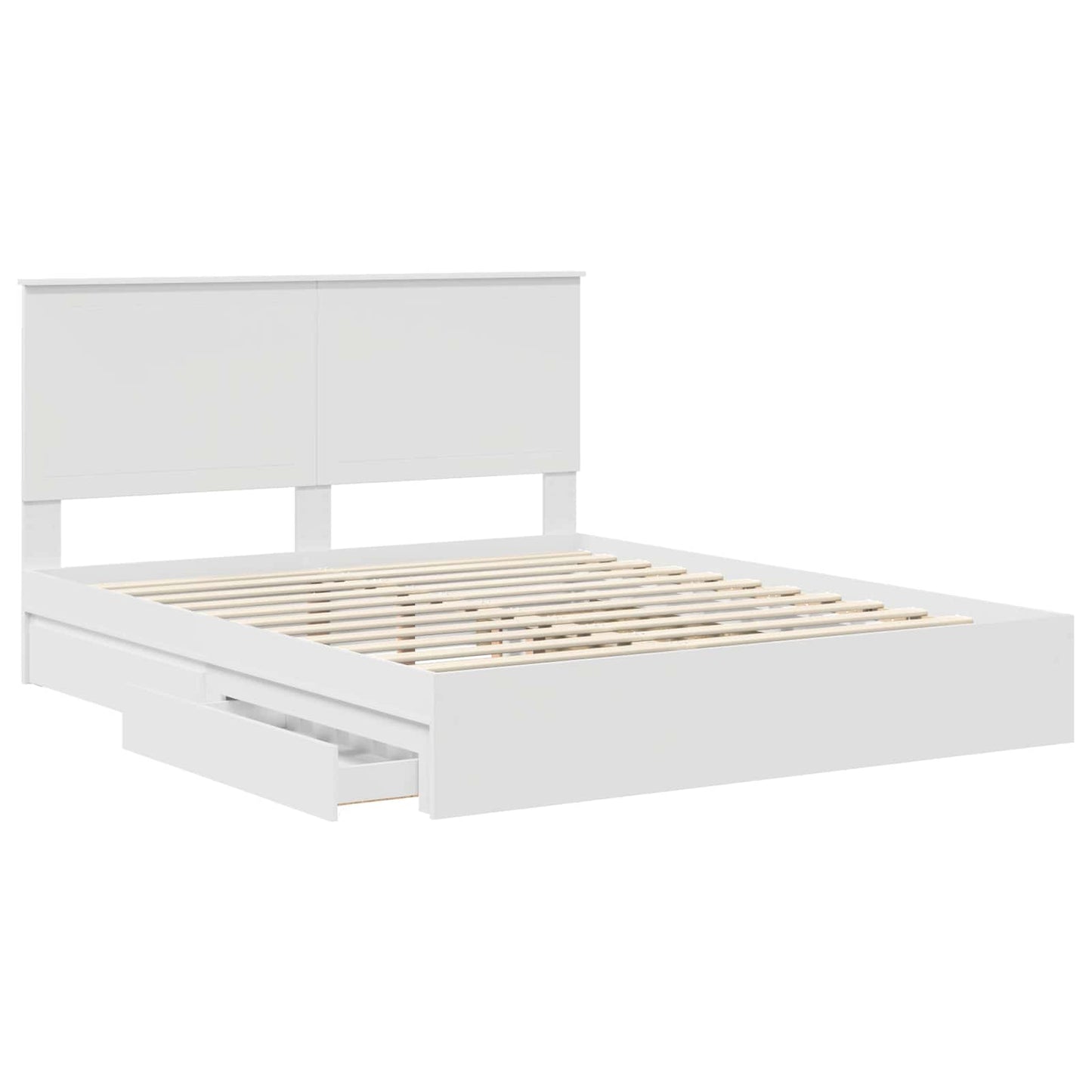 vidaXL Aufbewahrungsbett mit Kopfteil Weiß 160 x 200 cm Holzwerkstoff
