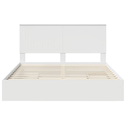 vidaXL Aufbewahrungsbett mit Kopfteil Weiß 160 x 200 cm Holzwerkstoff