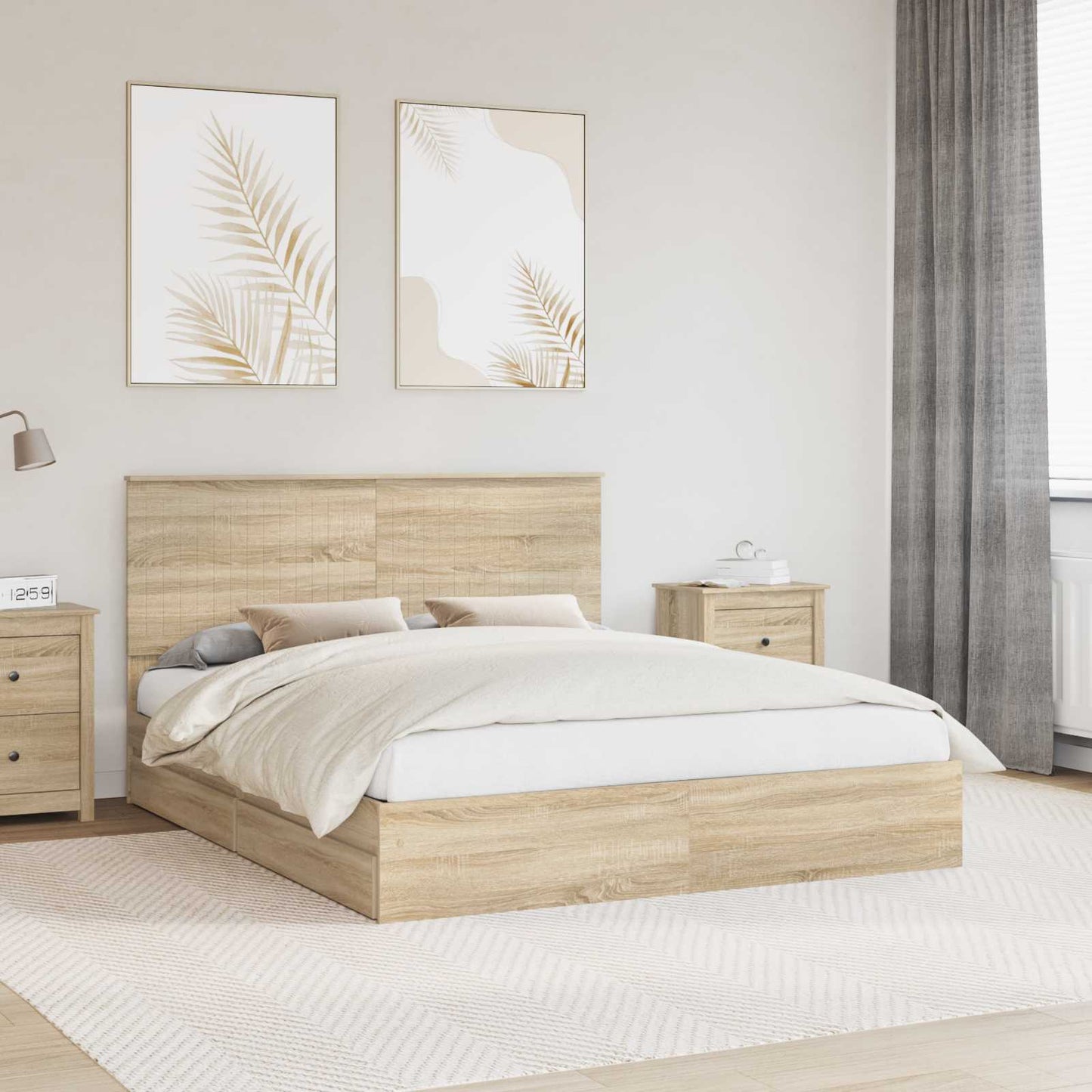 vidaXL Aufbewahrungsbett Sonoma-Eiche 160 x 200 cm Holzwerkstoff