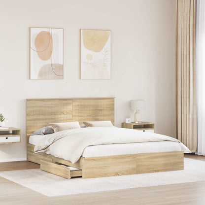 vidaXL Aufbewahrungsbett Sonoma-Eiche 160 x 200 cm Holzwerkstoff