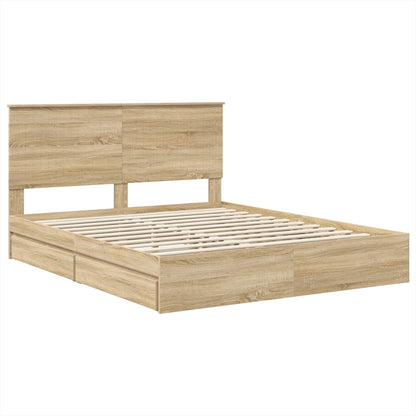 vidaXL Aufbewahrungsbett Sonoma-Eiche 160 x 200 cm Holzwerkstoff