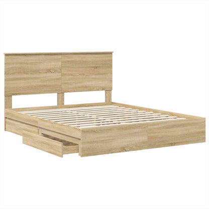 vidaXL Aufbewahrungsbett Sonoma-Eiche 160 x 200 cm Holzwerkstoff