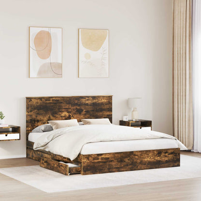 vidaXL Aufbewahrungsbett Geräucherte Eiche 160 x 200 cm Holzwerkstoff