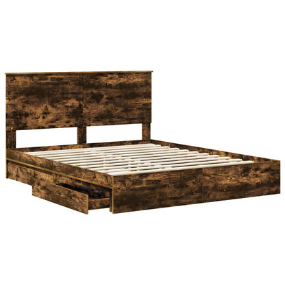 vidaXL Aufbewahrungsbett Geräucherte Eiche 160 x 200 cm Holzwerkstoff