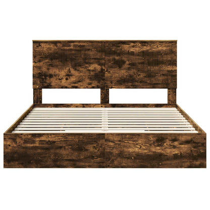 vidaXL Aufbewahrungsbett Geräucherte Eiche 160 x 200 cm Holzwerkstoff