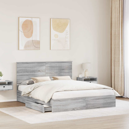 vidaXL Aufbewahrungsbett Graues Sonoma 160 x 200 cm Holzwerkstoff