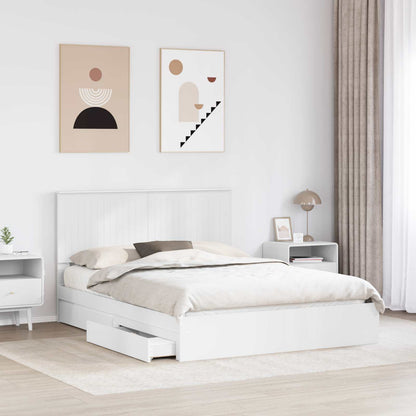 vidaXL Lit de rangement avec tête de lit Blanc 150 x 200 cm Bois d'ingénierie