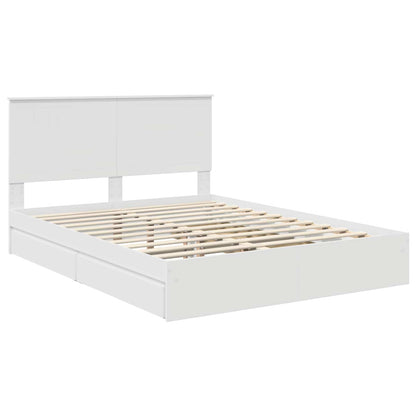 vidaXL Lit de rangement avec tête de lit Blanc 150 x 200 cm Bois d'ingénierie