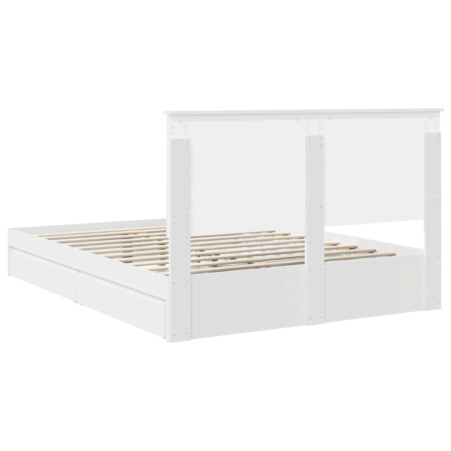 vidaXL Lit de rangement avec tête de lit Blanc 150 x 200 cm Bois d'ingénierie