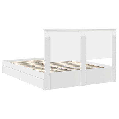 vidaXL Lit de rangement avec tête de lit Blanc 150 x 200 cm Bois d'ingénierie