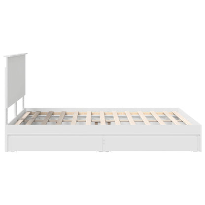 vidaXL Lit de rangement avec tête de lit Blanc 150 x 200 cm Bois d'ingénierie
