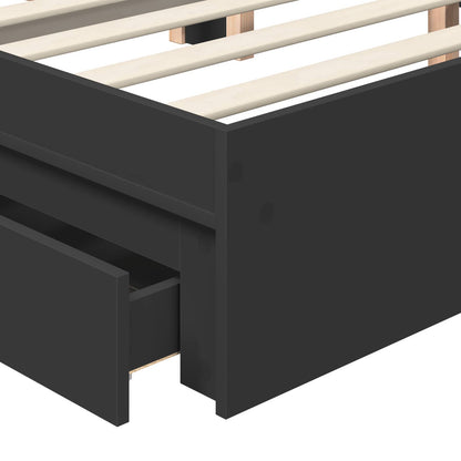 vidaXL Aufbewahrungsbett Schwarz 150 x 200 cm Holzwerkstoff