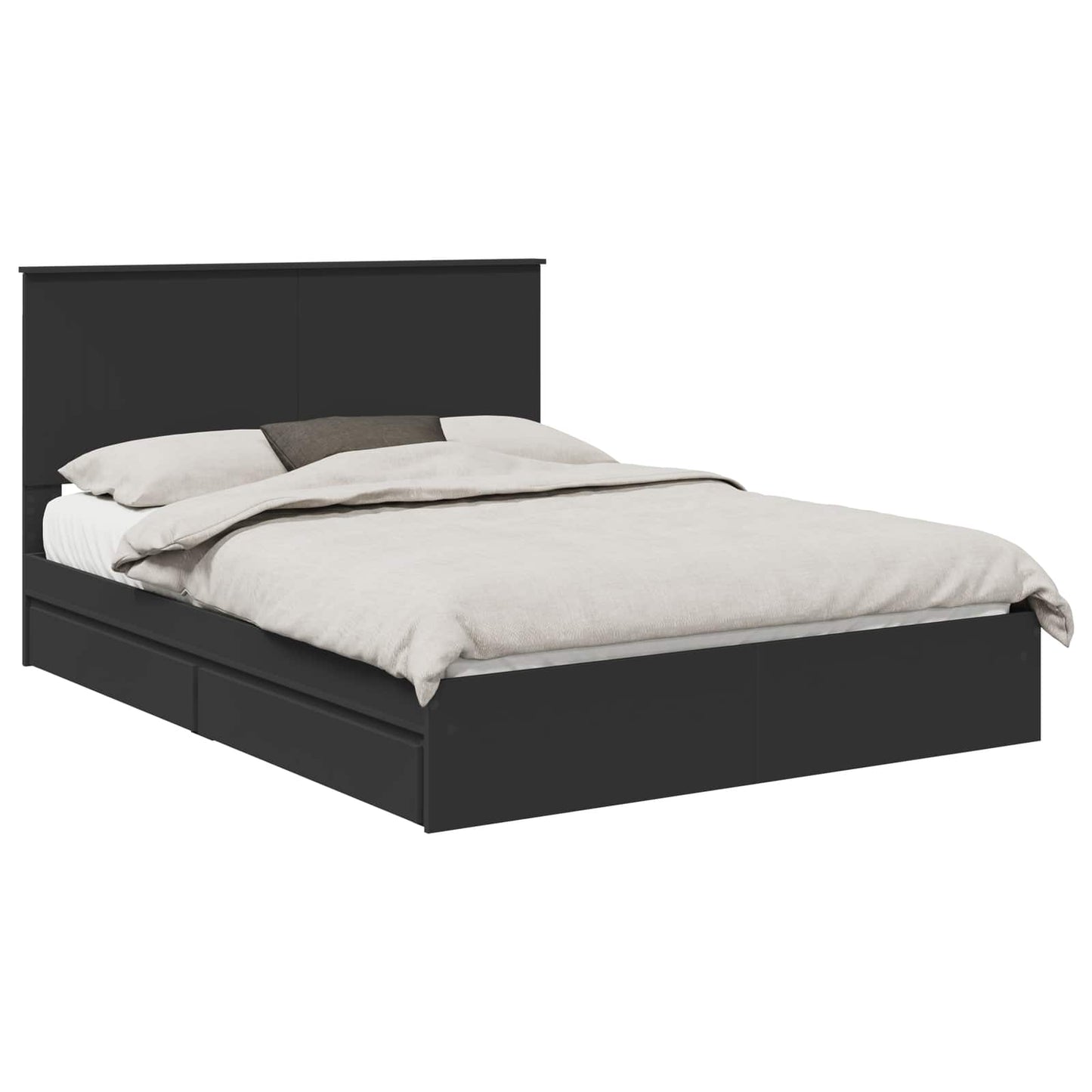 vidaXL Aufbewahrungsbett Schwarz 150 x 200 cm Holzwerkstoff