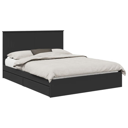 vidaXL Aufbewahrungsbett Schwarz 150 x 200 cm Holzwerkstoff