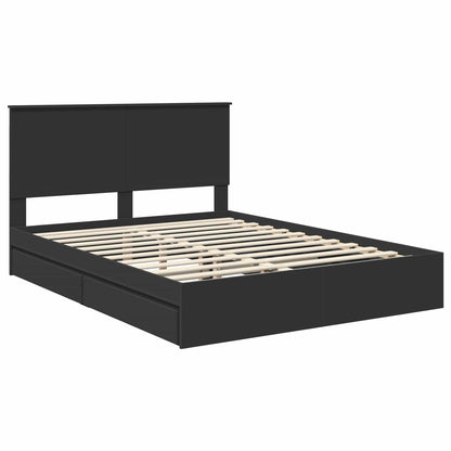 vidaXL Aufbewahrungsbett Schwarz 150 x 200 cm Holzwerkstoff