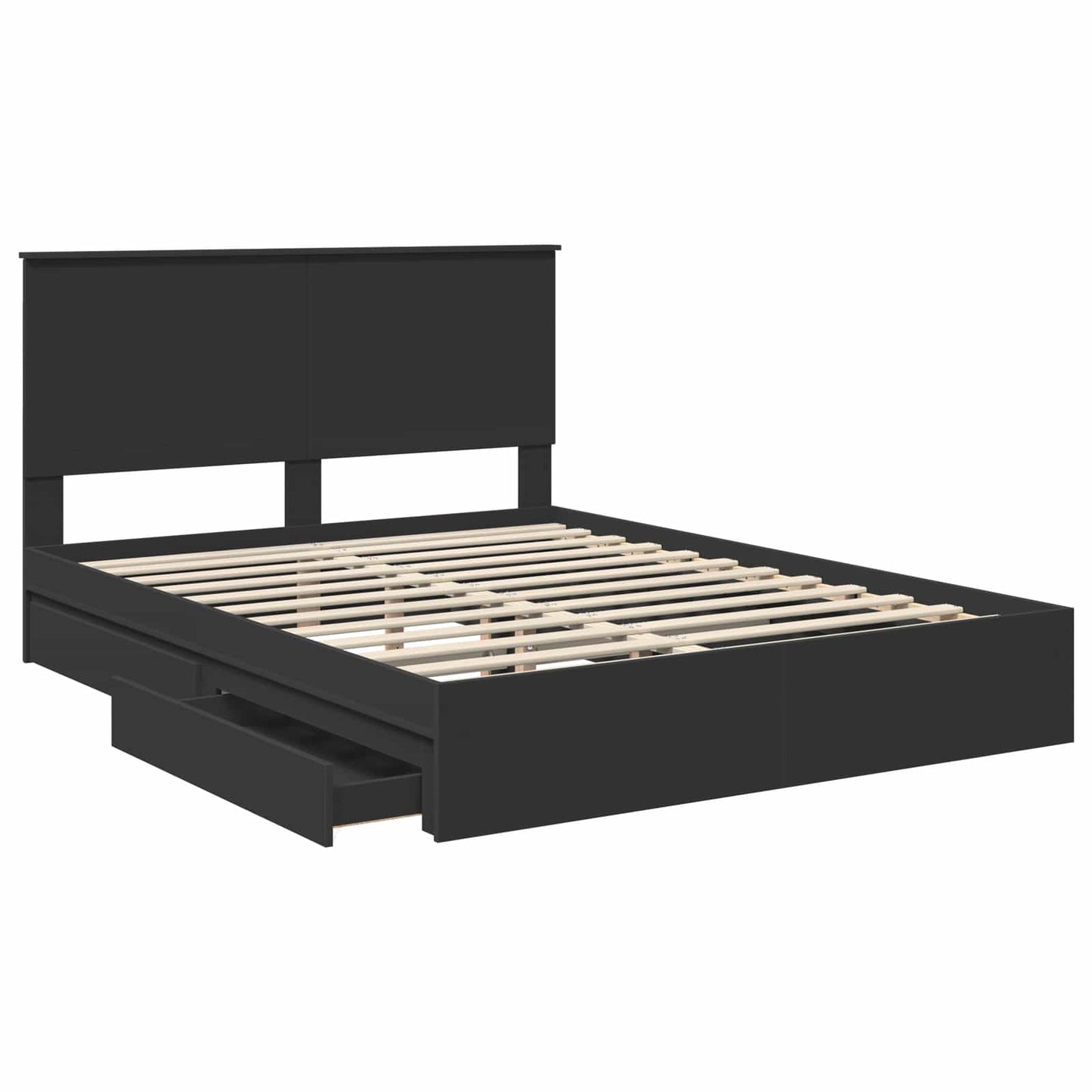 vidaXL Aufbewahrungsbett Schwarz 150 x 200 cm Holzwerkstoff