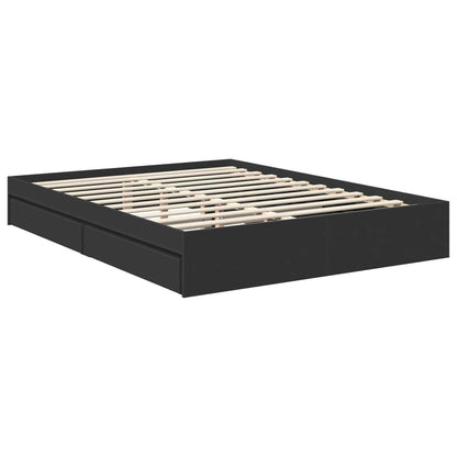 vidaXL Aufbewahrungsbett Schwarz 150 x 200 cm Holzwerkstoff