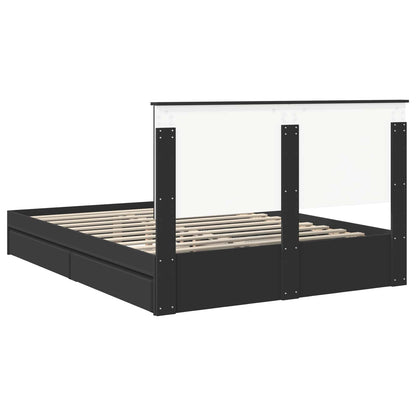 vidaXL Aufbewahrungsbett Schwarz 150 x 200 cm Holzwerkstoff