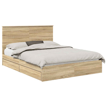 vidaXL Aufbewahrungsbett Sonoma-Eiche 150 x 200 cm Holzwerkstoff