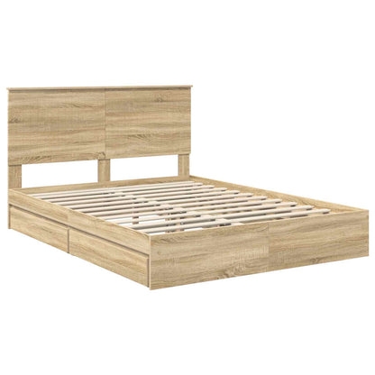 vidaXL Aufbewahrungsbett Sonoma-Eiche 150 x 200 cm Holzwerkstoff