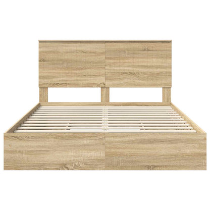 vidaXL Aufbewahrungsbett Sonoma-Eiche 150 x 200 cm Holzwerkstoff