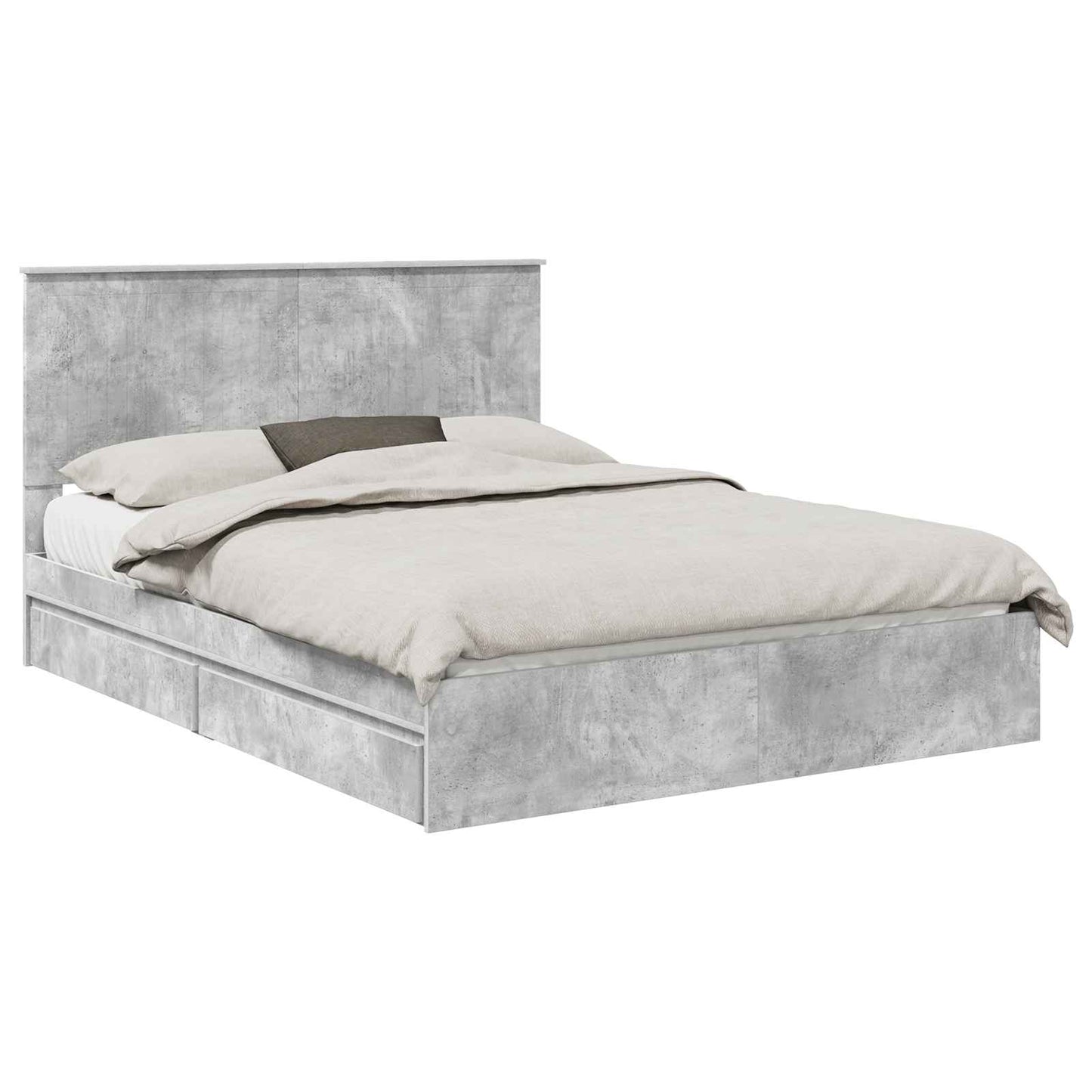 vidaXL Aufbewahrungsbett Beton Grau 150 x 200 cm Holzwerkstoff