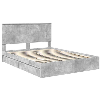 vidaXL Aufbewahrungsbett Beton Grau 150 x 200 cm Holzwerkstoff