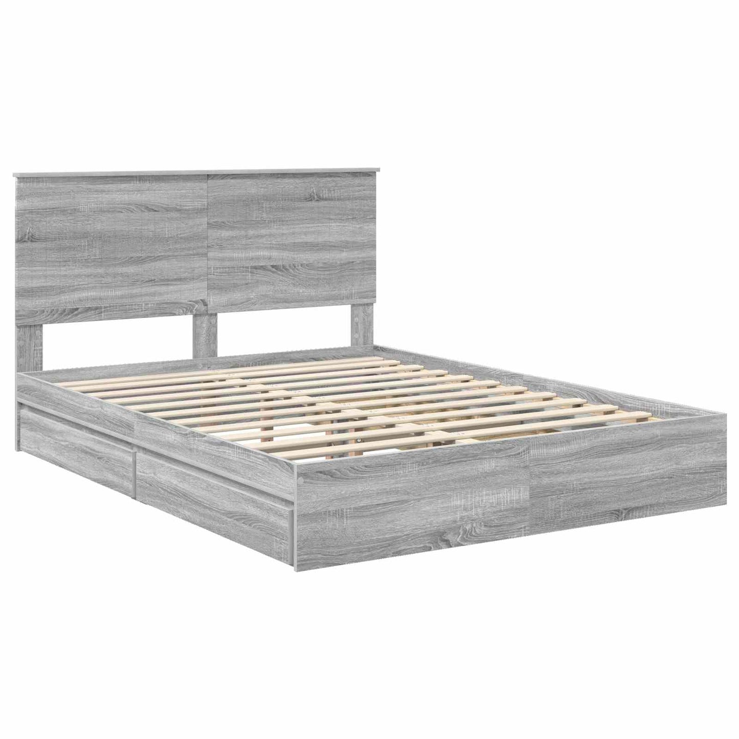 vidaXL Aufbewahrungsbett Graues Sonoma 150 x 200 cm Holzwerkstoff