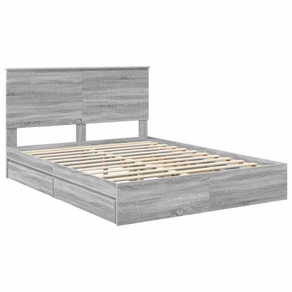 vidaXL Aufbewahrungsbett Graues Sonoma 150 x 200 cm Holzwerkstoff
