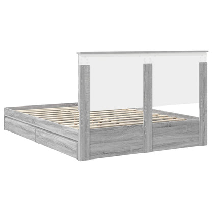 vidaXL Aufbewahrungsbett Graues Sonoma 150 x 200 cm Holzwerkstoff