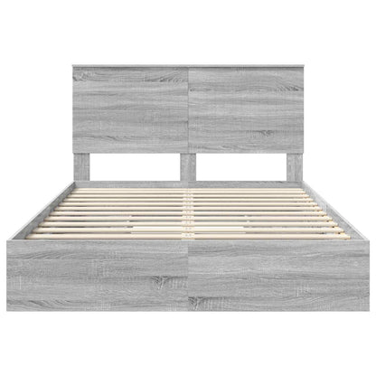 vidaXL Lit de rangement gris Sonoma 140 x 200 cm en bois d'ingénierie