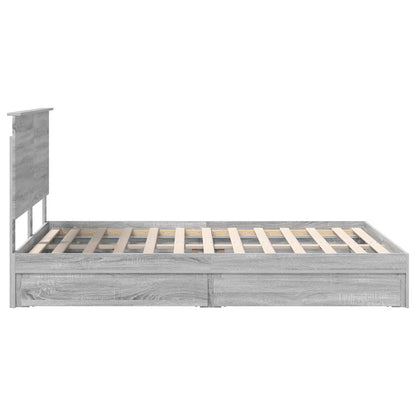vidaXL Lit de rangement gris Sonoma 140 x 200 cm en bois d'ingénierie