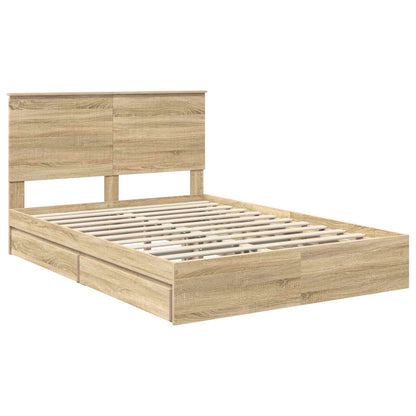 vidaXL Aufbewahrungsbett Sonoma-Eiche 140 x 190 cm Holzwerkstoff