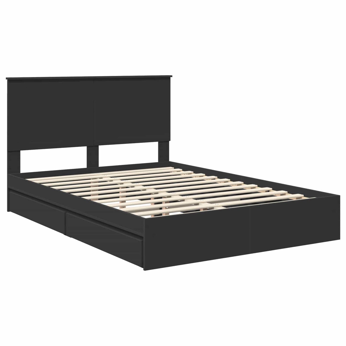 vidaXL Aufbewahrungsbett Schwarz 135 x 190 cm Holzwerkstoff